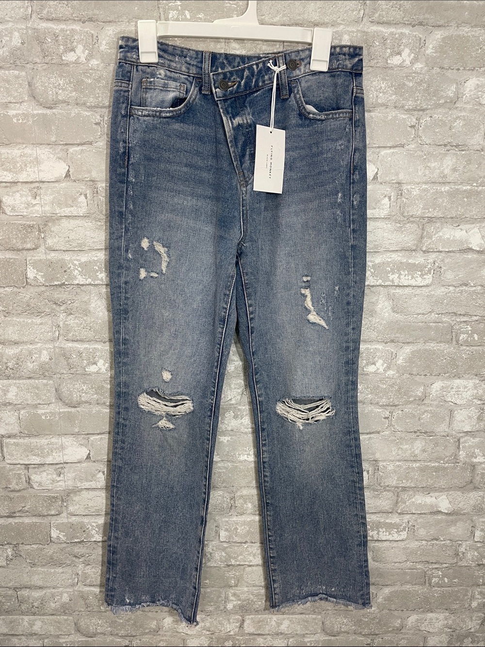 Flying Monkey Distressed Criss Cross VI Straight-Leg Jeans - last Punch
